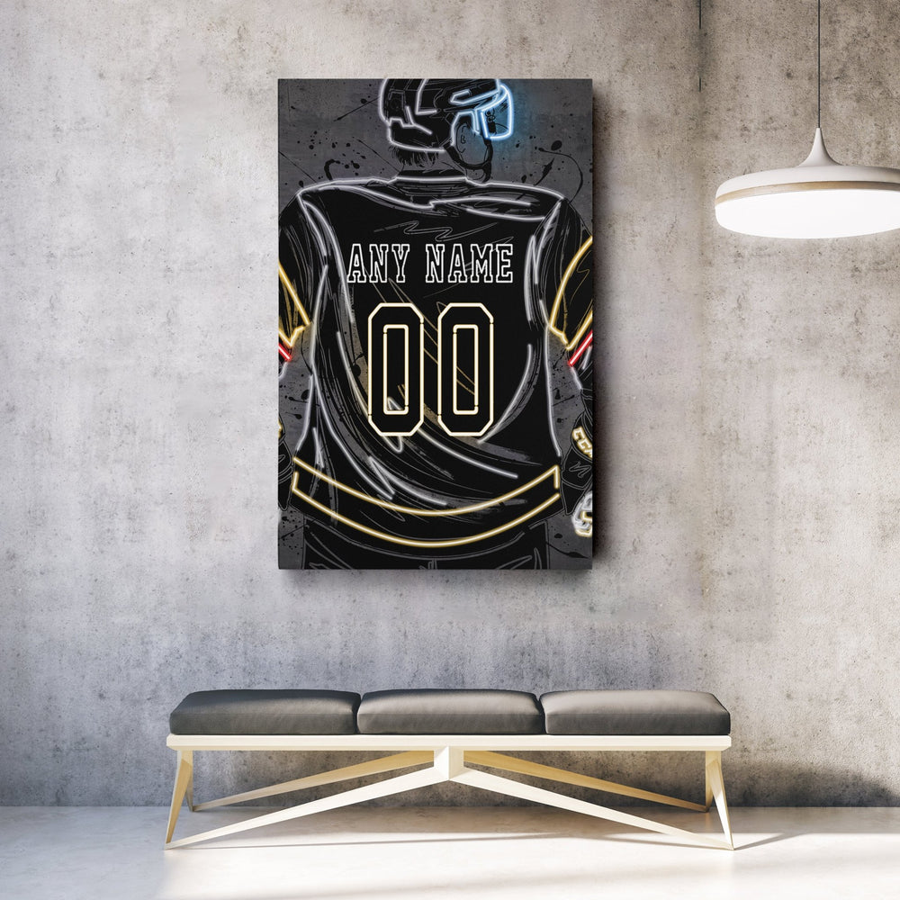 Vegas Golden Knights Custom Jersey Canvas | Neon Wall Art - CanvasNeon