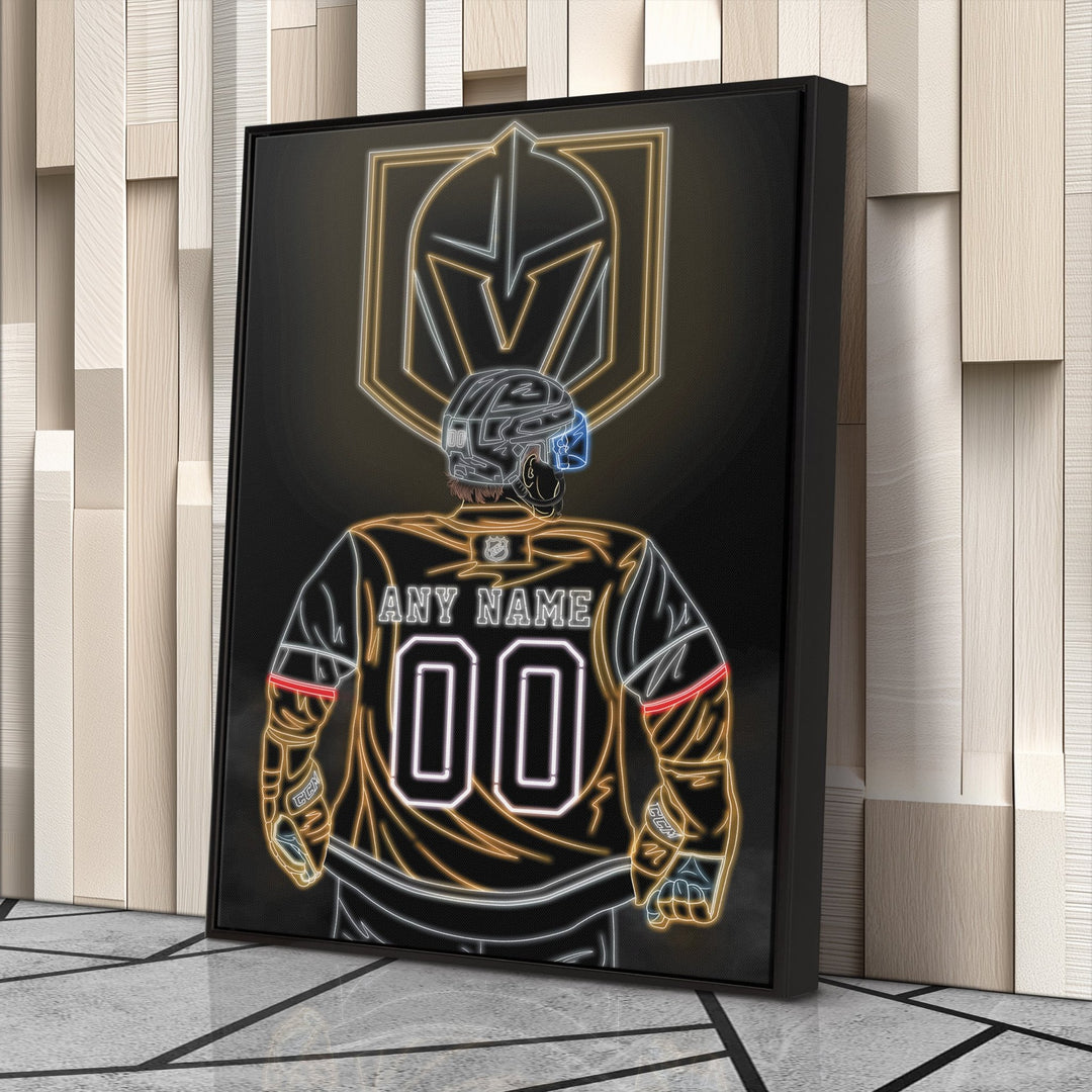 Vegas Golden Knights Personalized Jersey Canvas | Neon Wall Art - CanvasNeon