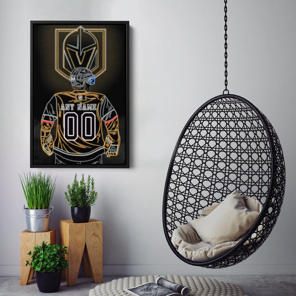 Vegas Golden Knights Personalized Jersey Canvas | Neon Wall Art - CanvasNeon