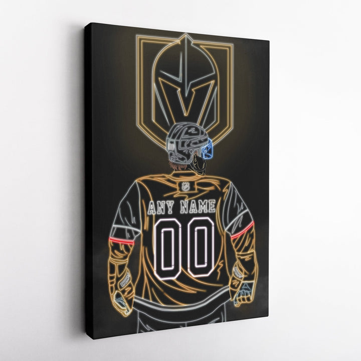 Vegas Golden Knights Personalized Jersey Canvas | Neon Wall Art - CanvasNeon