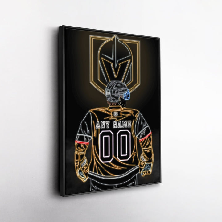 Vegas Golden Knights Personalized Jersey Canvas | Neon Wall Art - CanvasNeon