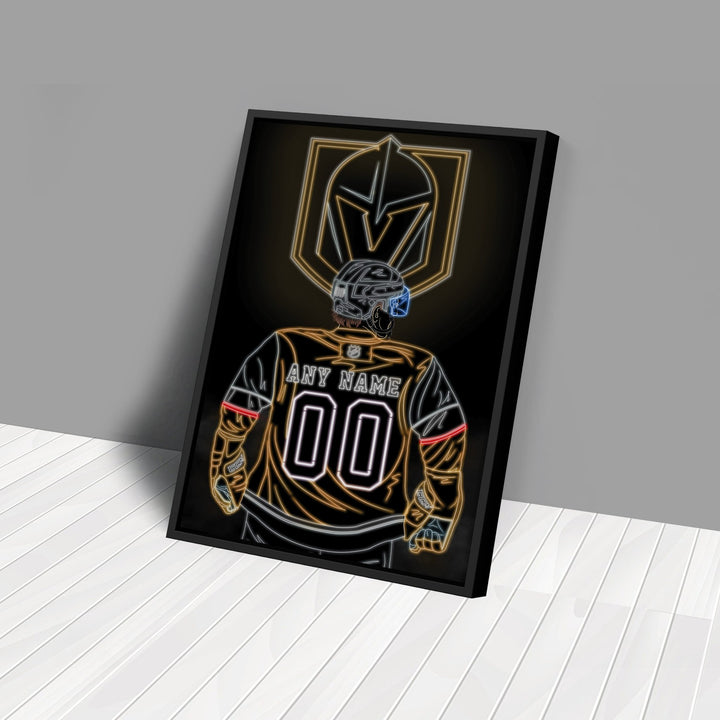 Vegas Golden Knights Personalized Jersey Canvas | Neon Wall Art - CanvasNeon