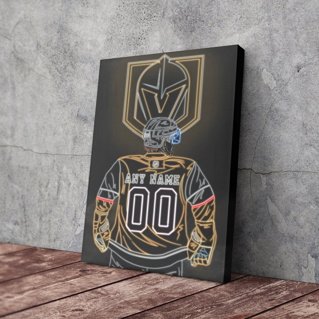 Vegas Golden Knights Personalized Jersey Canvas | Neon Wall Art - CanvasNeon