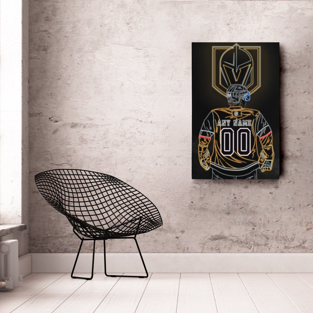 Vegas Golden Knights Personalized Jersey Canvas | Neon Wall Art - CanvasNeon