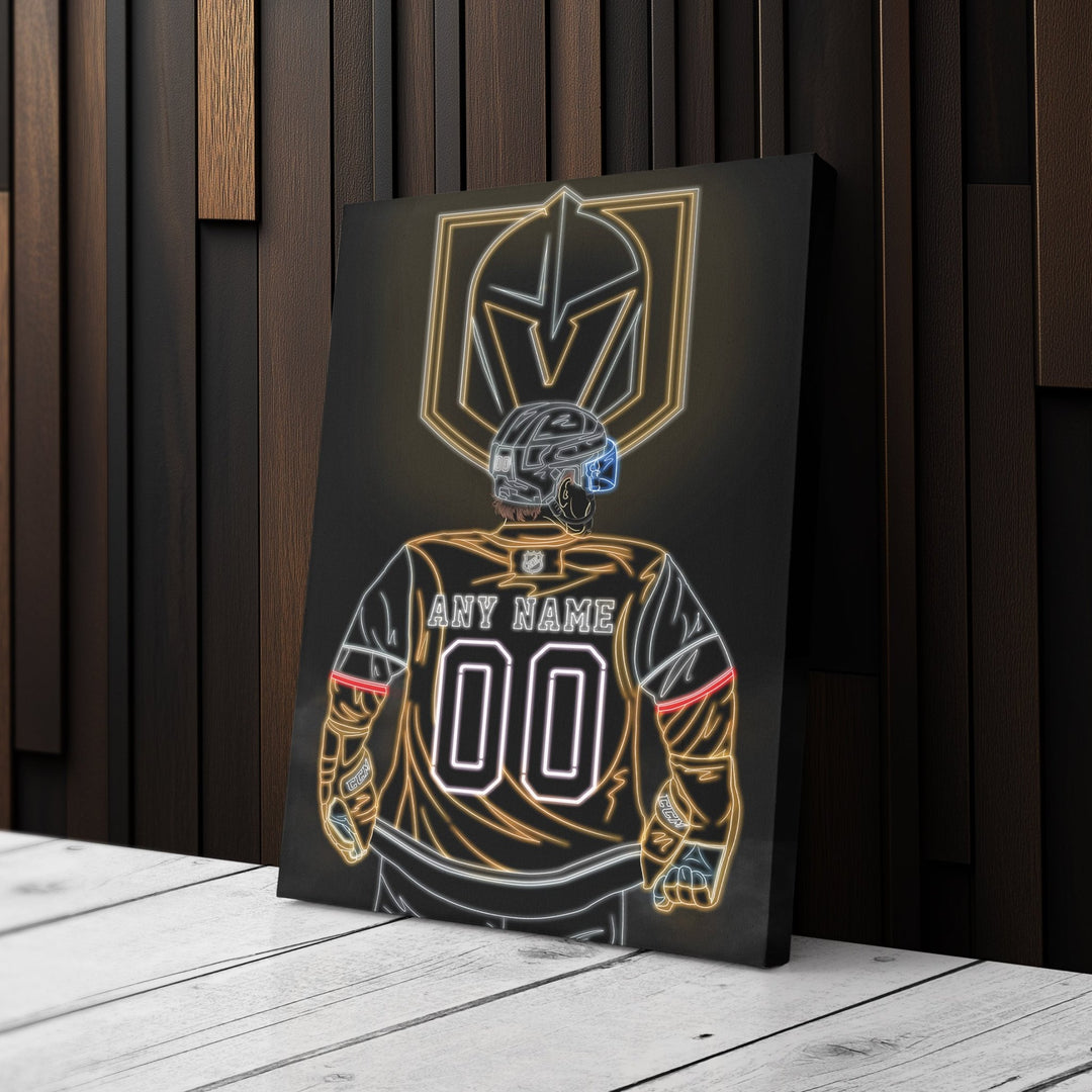 Vegas Golden Knights Personalized Jersey Canvas | Neon Wall Art - CanvasNeon