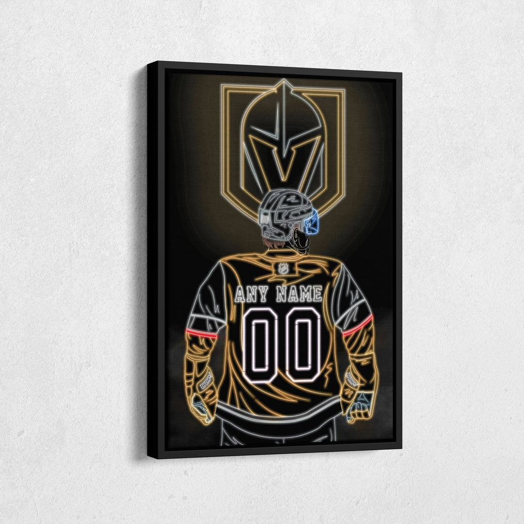 Vegas Golden Knights Personalized Jersey Canvas | Neon Wall Art - CanvasNeon