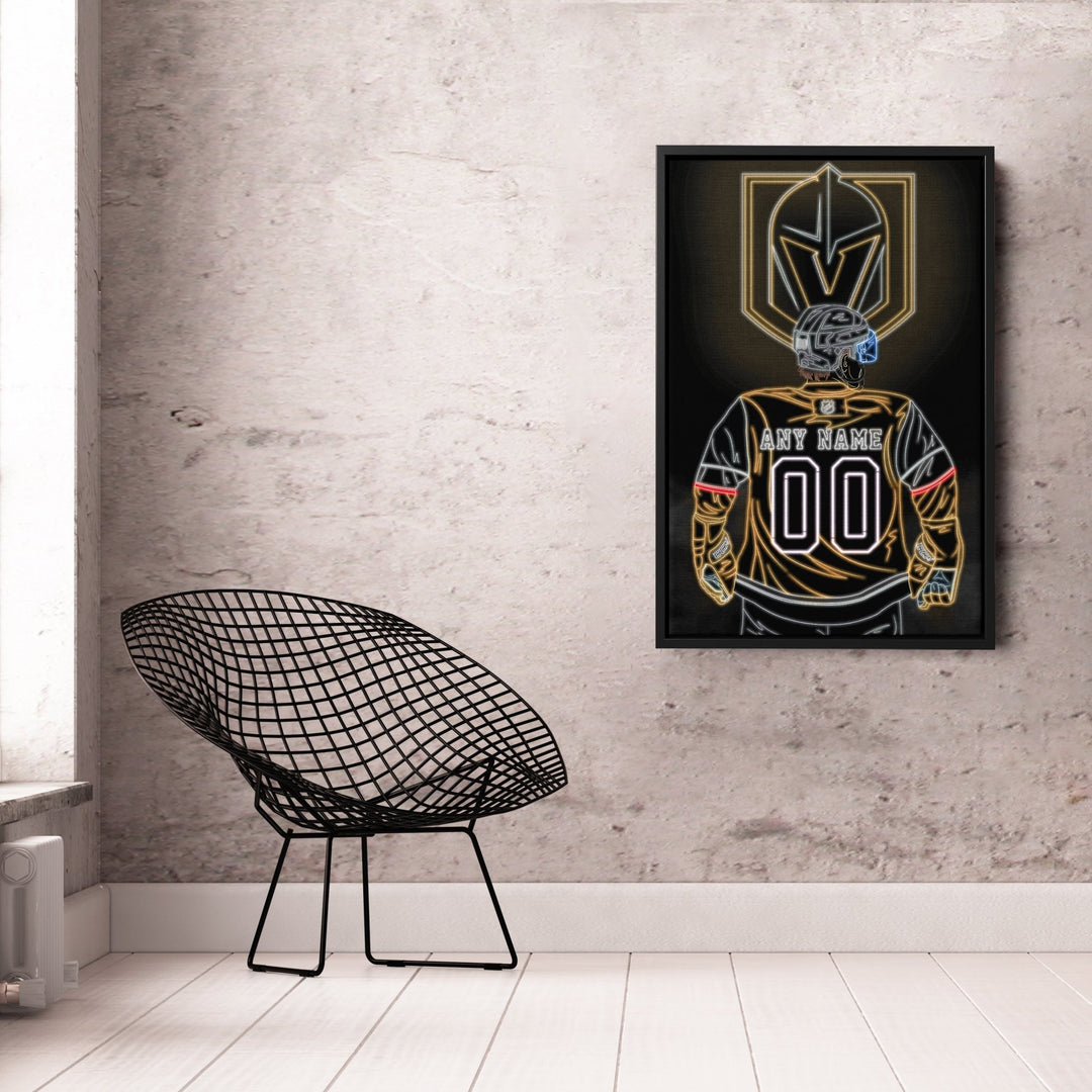 Vegas Golden Knights Personalized Jersey Canvas | Neon Wall Art - CanvasNeon