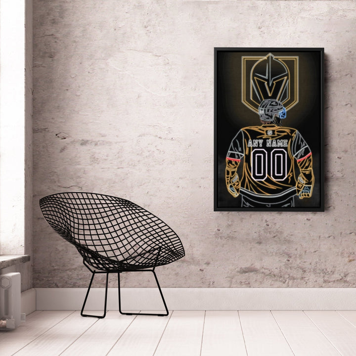 Vegas Golden Knights Personalized Jersey Canvas | Neon Wall Art - CanvasNeon