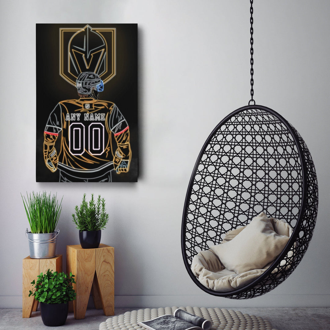 Vegas Golden Knights Personalized Jersey Canvas | Neon Wall Art - CanvasNeon