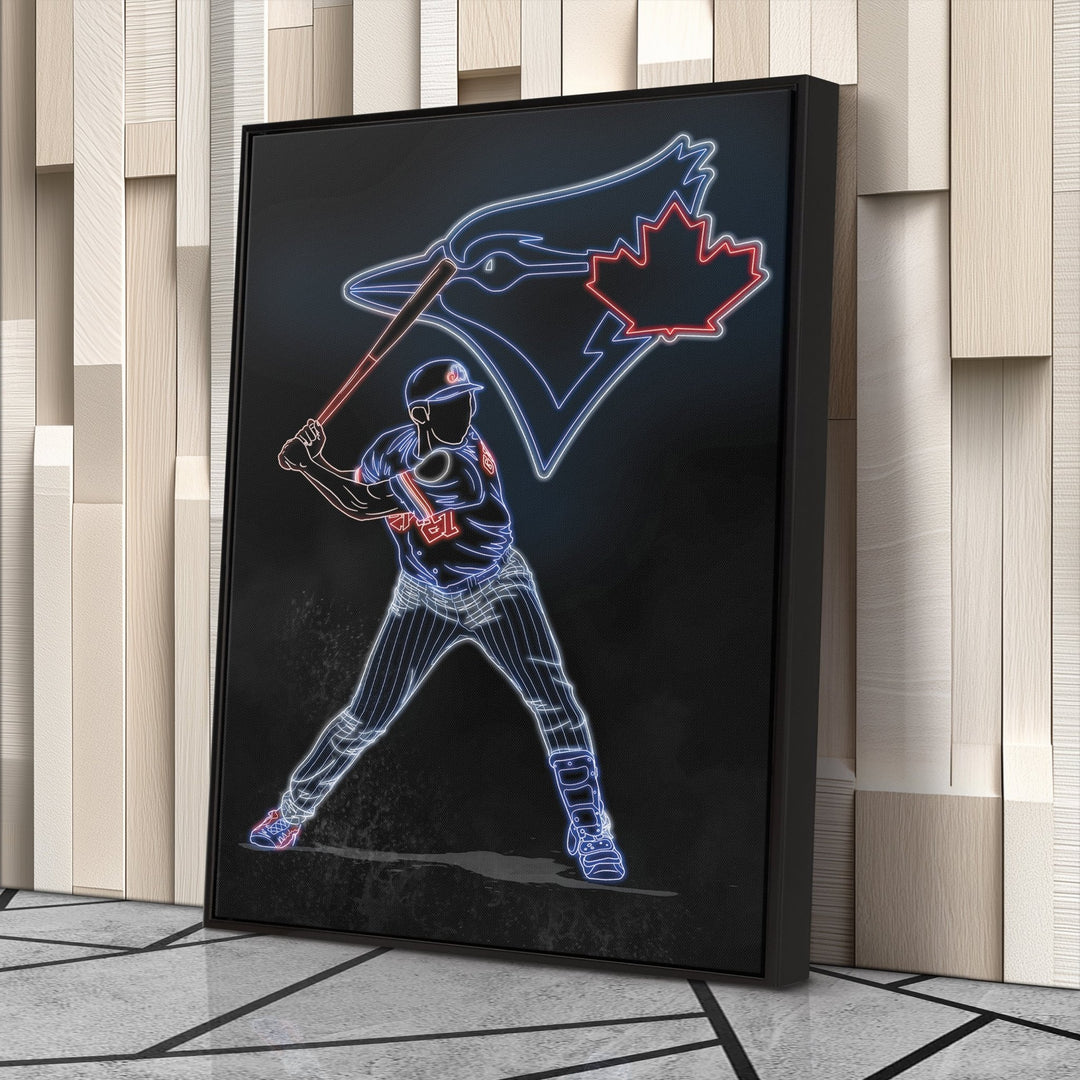 Vladimir Guerrero Jr. Neon Canvas Art | Blue Jays Wall Decor - CanvasNeon