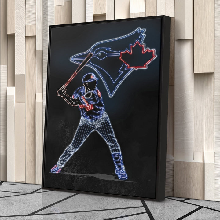 Vladimir Guerrero Jr. Neon Canvas Art | Blue Jays Wall Decor - CanvasNeon