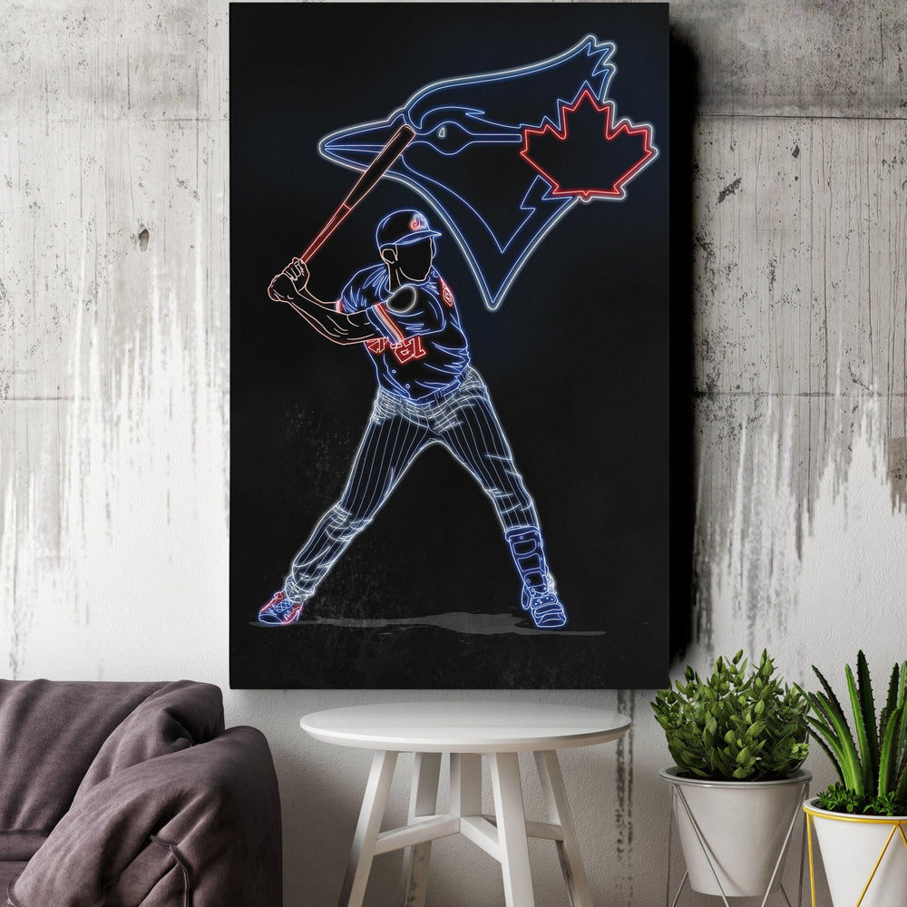 Vladimir Guerrero Jr. Neon Canvas Art | Blue Jays Wall Decor - CanvasNeon