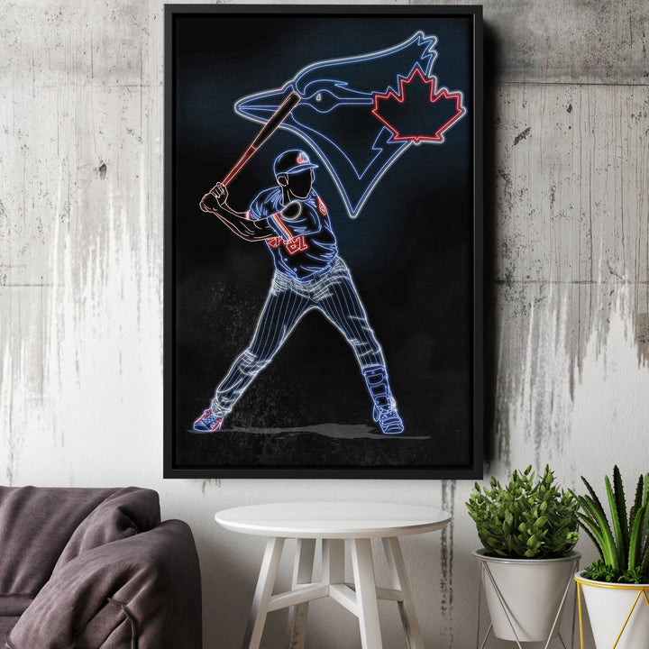 Vladimir Guerrero Jr. Neon Canvas Art | Blue Jays Wall Decor - CanvasNeon