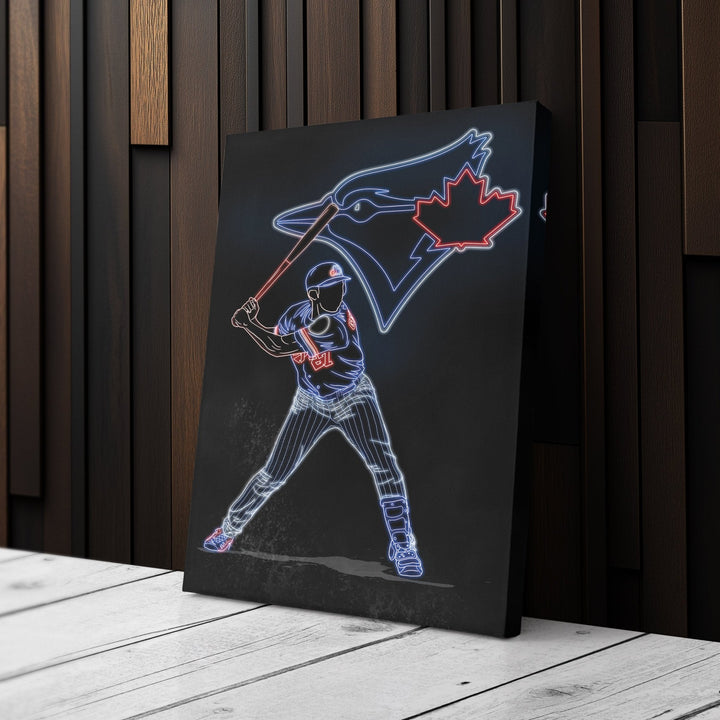 Vladimir Guerrero Jr. Neon Canvas Art | Blue Jays Wall Decor - CanvasNeon