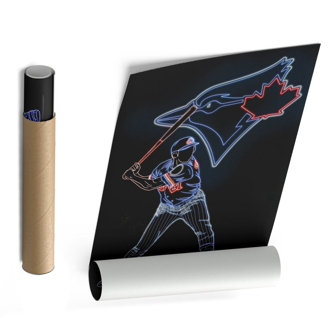 Vladimir Guerrero Jr. Neon Canvas Art | Blue Jays Wall Decor - CanvasNeon