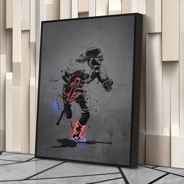 Vladimir Guerrero Jr Neon Canvas Art | Modern Wall Decor for Blue Jays Fans - CanvasNeon