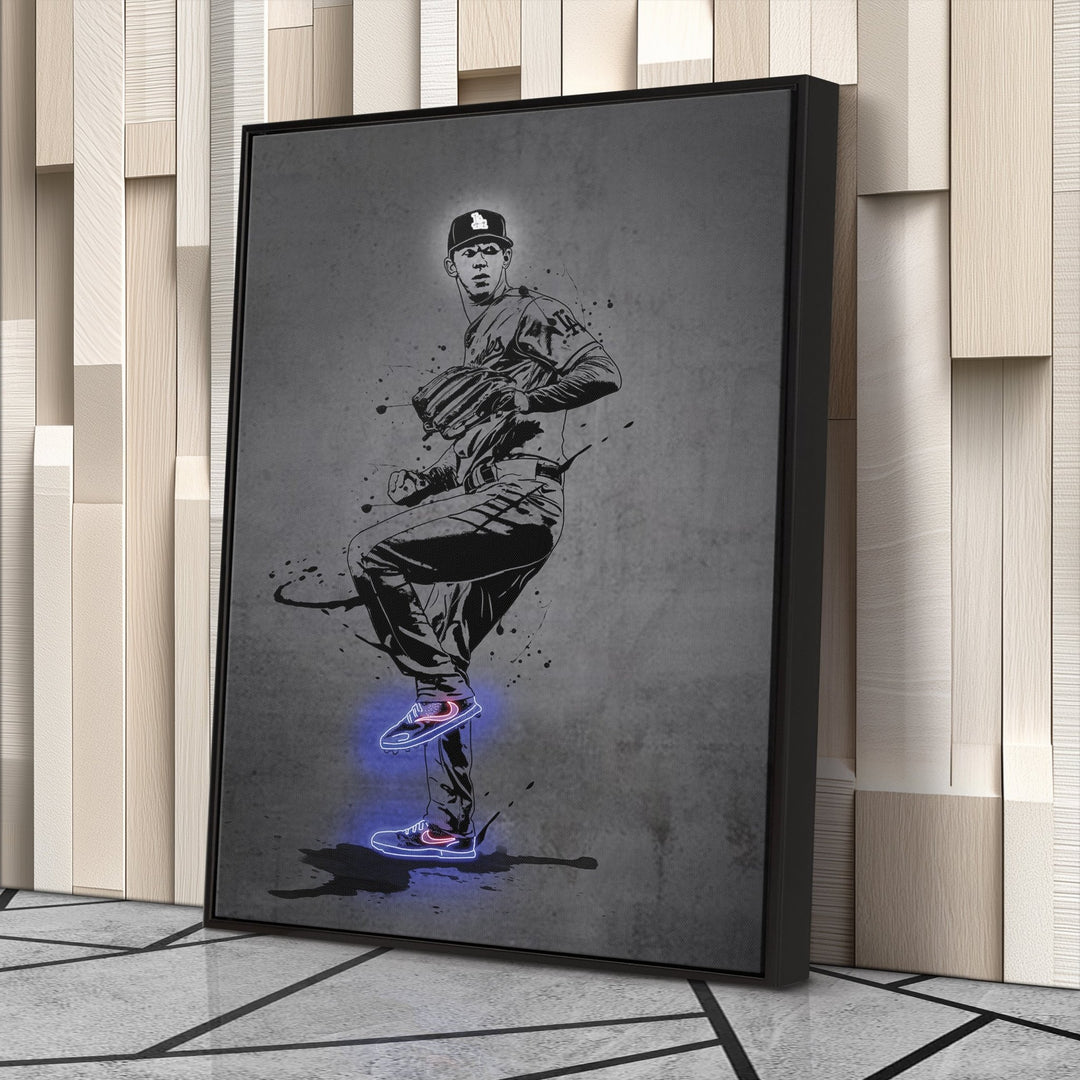 Walker Buehler Neon Canvas Art | Modern Wall Decor for Dodgers Fans - CanvasNeon