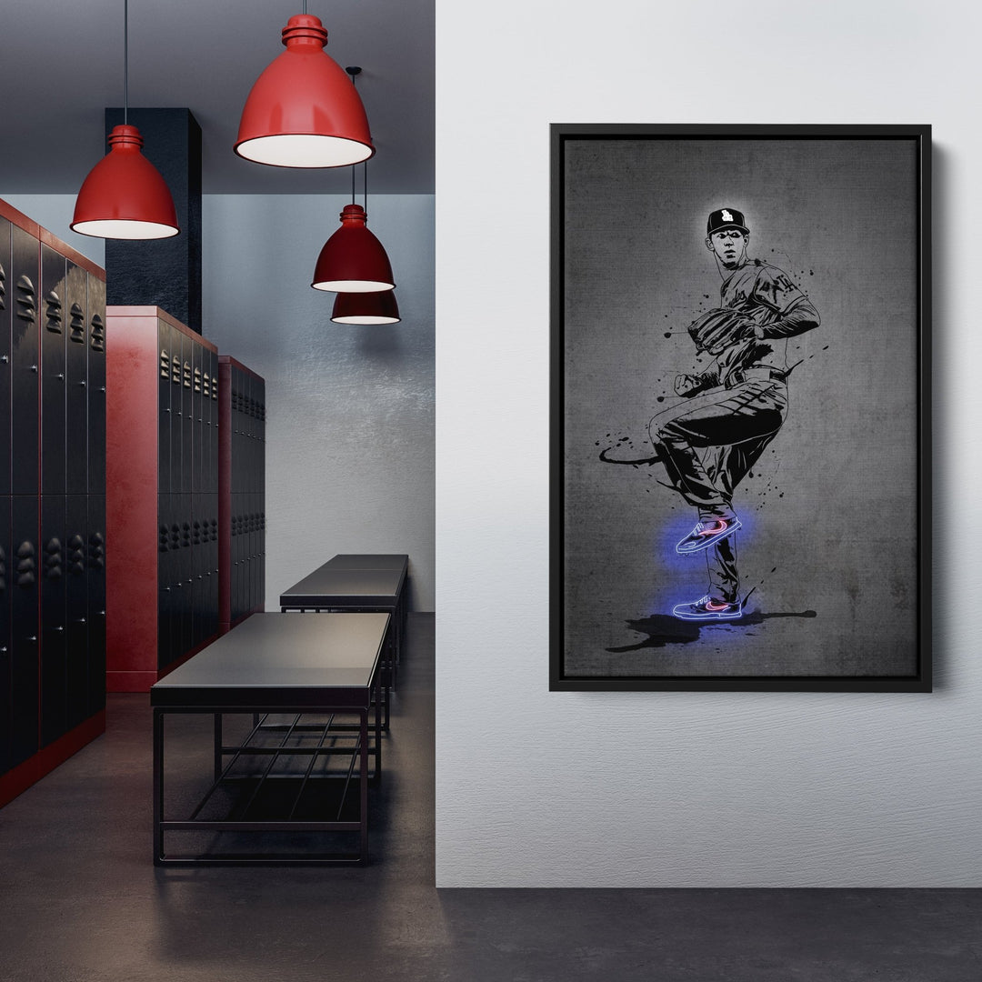 Walker Buehler Neon Canvas Art | Modern Wall Decor for Dodgers Fans - CanvasNeon