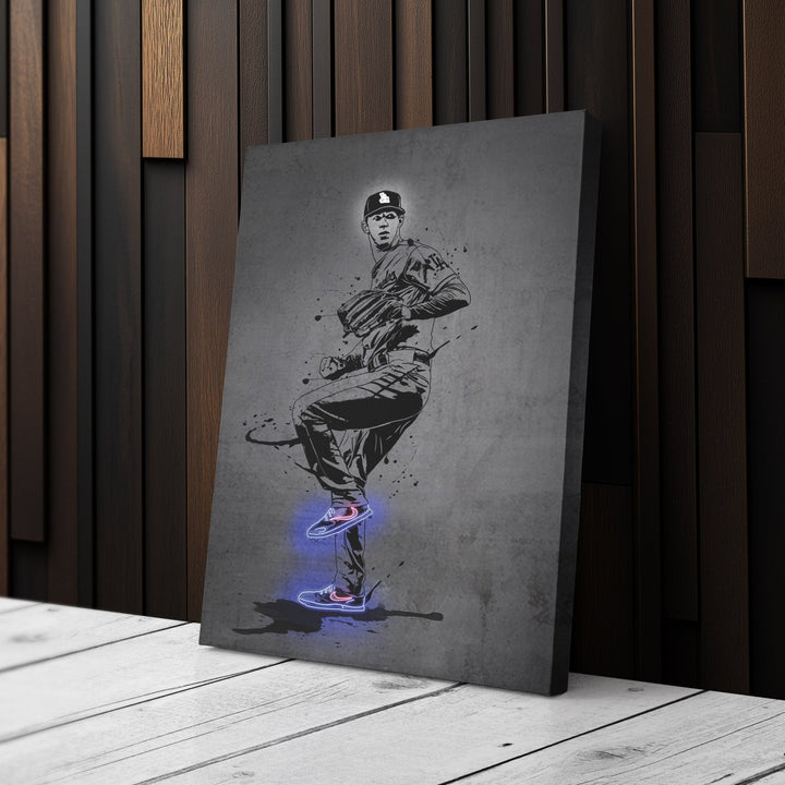 Walker Buehler Neon Canvas Art | Modern Wall Decor for Dodgers Fans - CanvasNeon