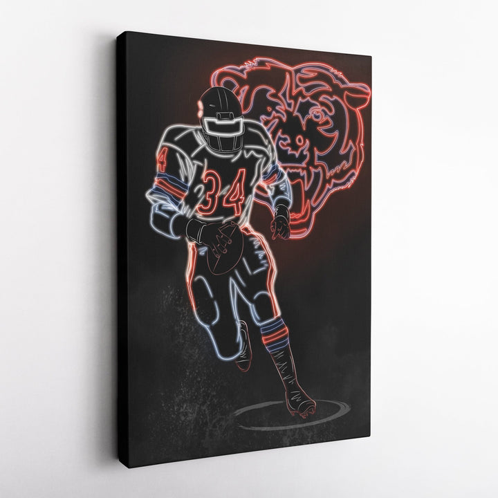Walter Payton Neon Canvas Art | Bears Wall Decor - CanvasNeon