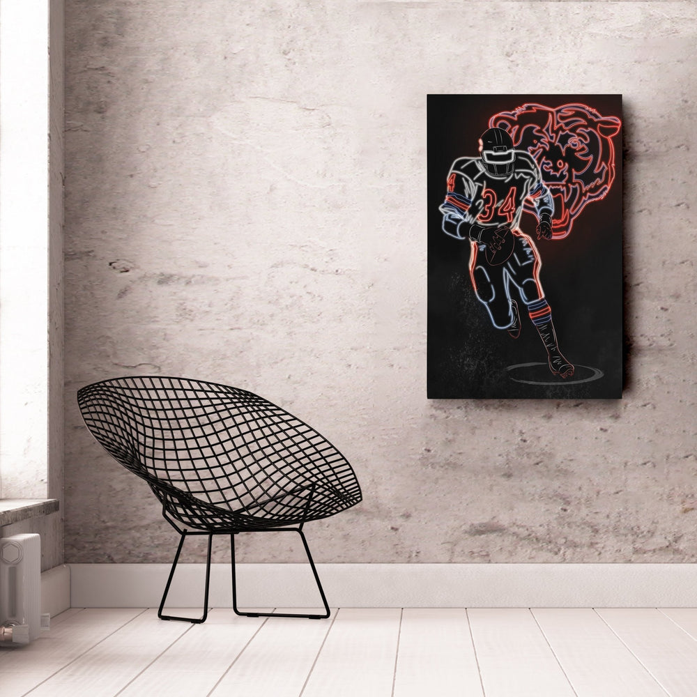 Walter Payton Neon Canvas Art | Bears Wall Decor - CanvasNeon