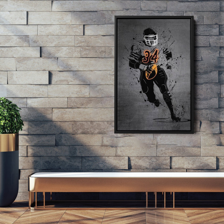 Walter Payton Neon Canvas Art | Modern Wall Decor for Bears Fans - CanvasNeon