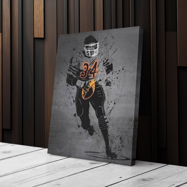 Walter Payton Neon Canvas Art | Modern Wall Decor for Bears Fans - CanvasNeon