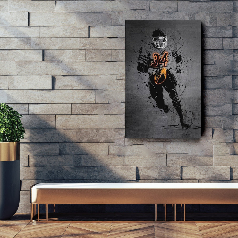 Walter Payton Neon Canvas Art | Modern Wall Decor for Bears Fans - CanvasNeon