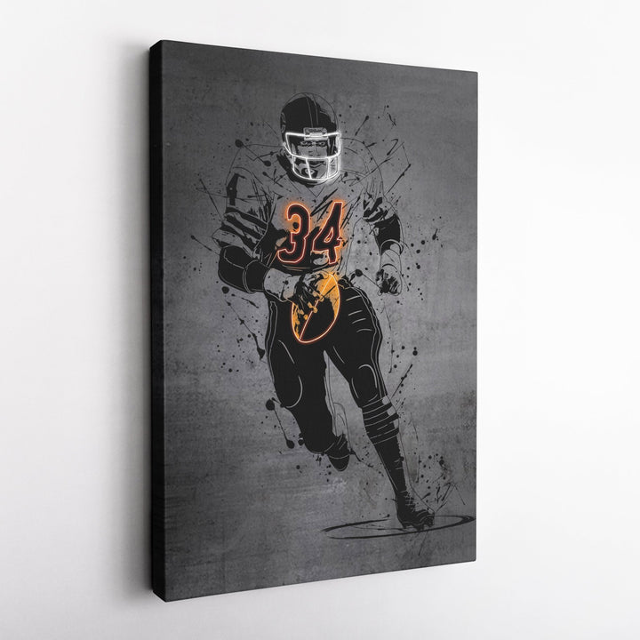 Walter Payton Neon Canvas Art | Modern Wall Decor for Bears Fans - CanvasNeon