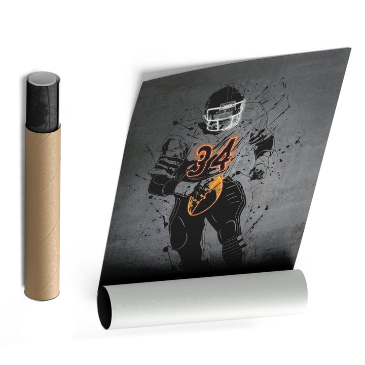 Walter Payton Neon Canvas Art | Modern Wall Decor for Bears Fans - CanvasNeon