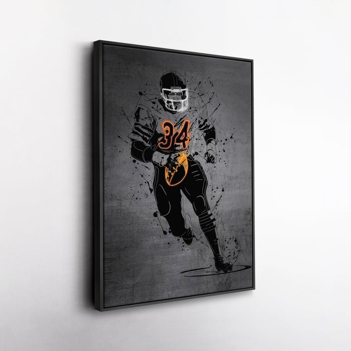 Walter Payton Neon Canvas Art | Modern Wall Decor for Bears Fans - CanvasNeon