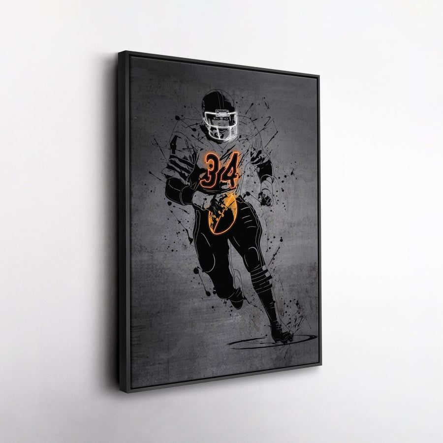 Walter Payton Neon Canvas Art | Modern Wall Decor for Bears Fans - CanvasNeon