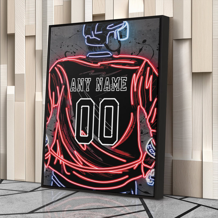 Washington Capitals Custom Jersey Canvas | Neon Wall Art - CanvasNeon