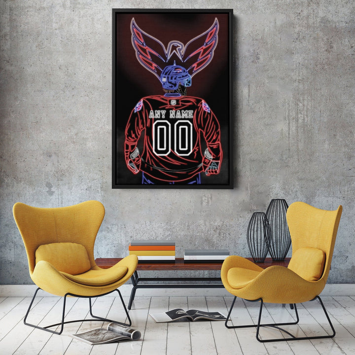 Washington Capitals Personalized Jersey Canvas | Neon Wall Art - CanvasNeon