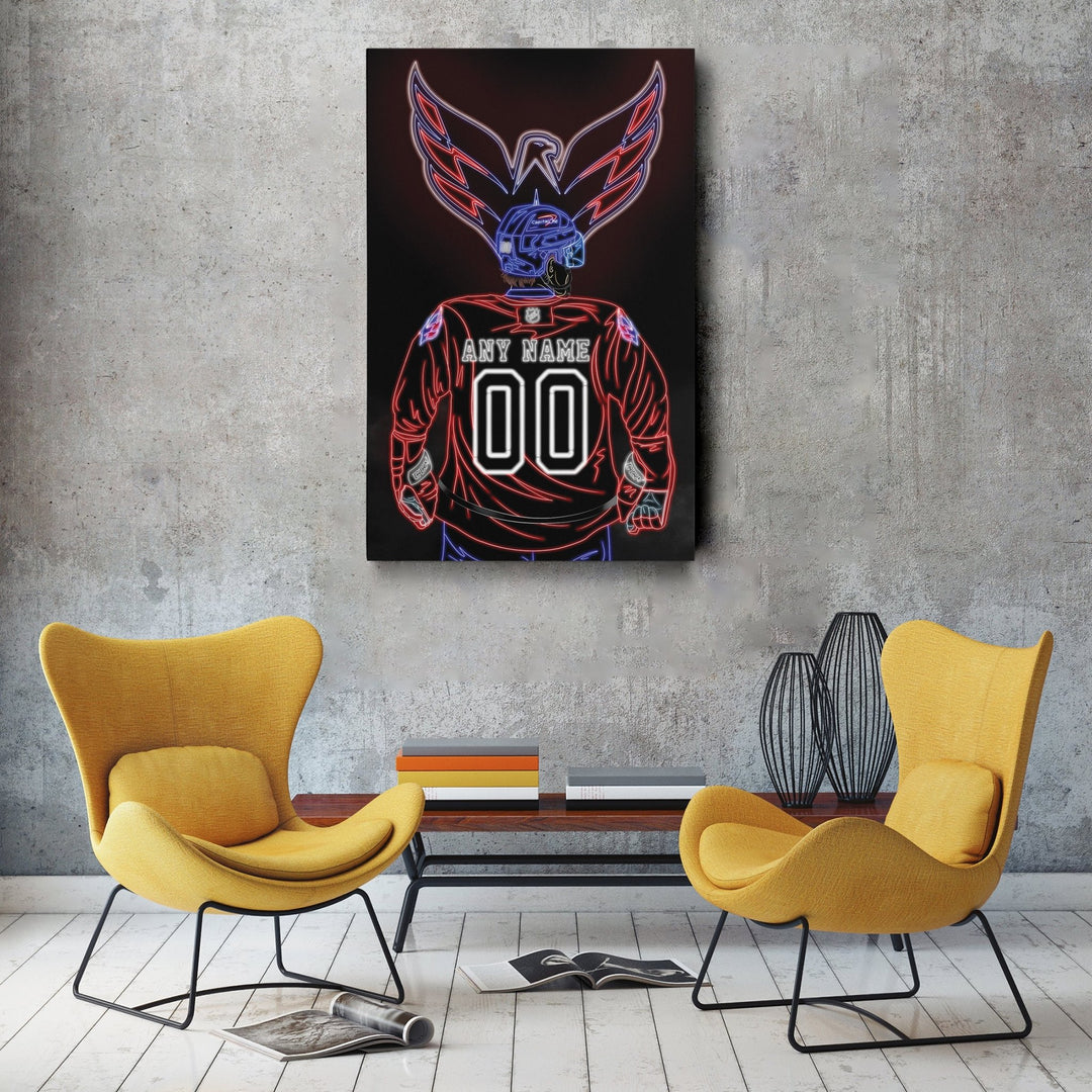 Washington Capitals Personalized Jersey Canvas | Neon Wall Art - CanvasNeon