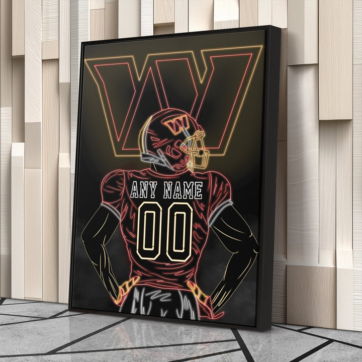 Washington Commanders Personalized Jersey Canvas | Neon Wall Art - CanvasNeon