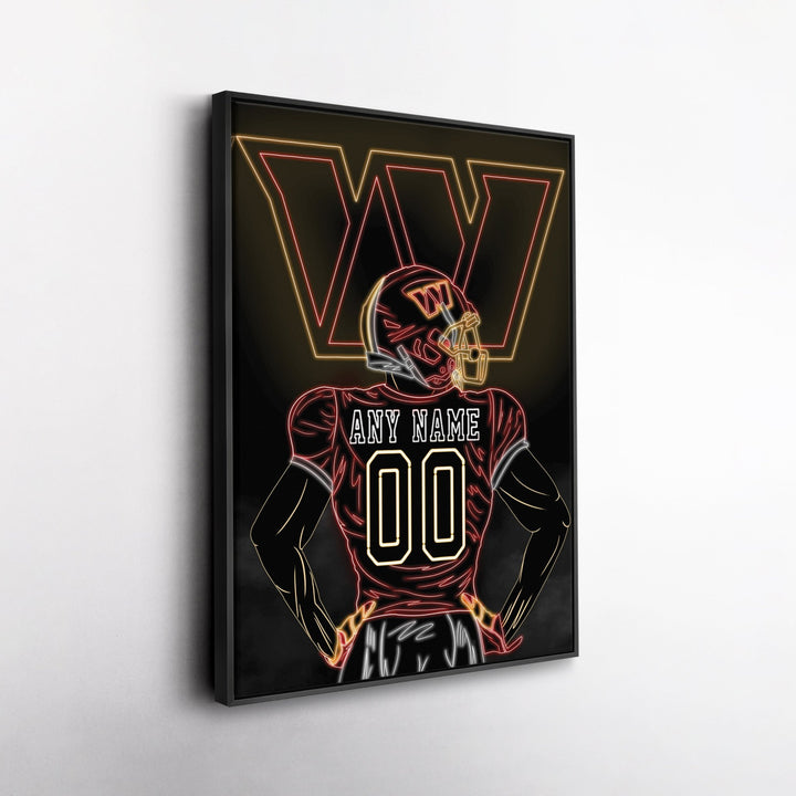 Washington Commanders Personalized Jersey Canvas | Neon Wall Art - CanvasNeon