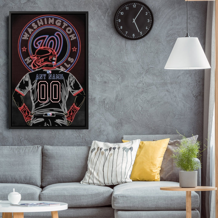 Washington Nationals Personalized Jersey Canvas | Neon Wall Art - CanvasNeon