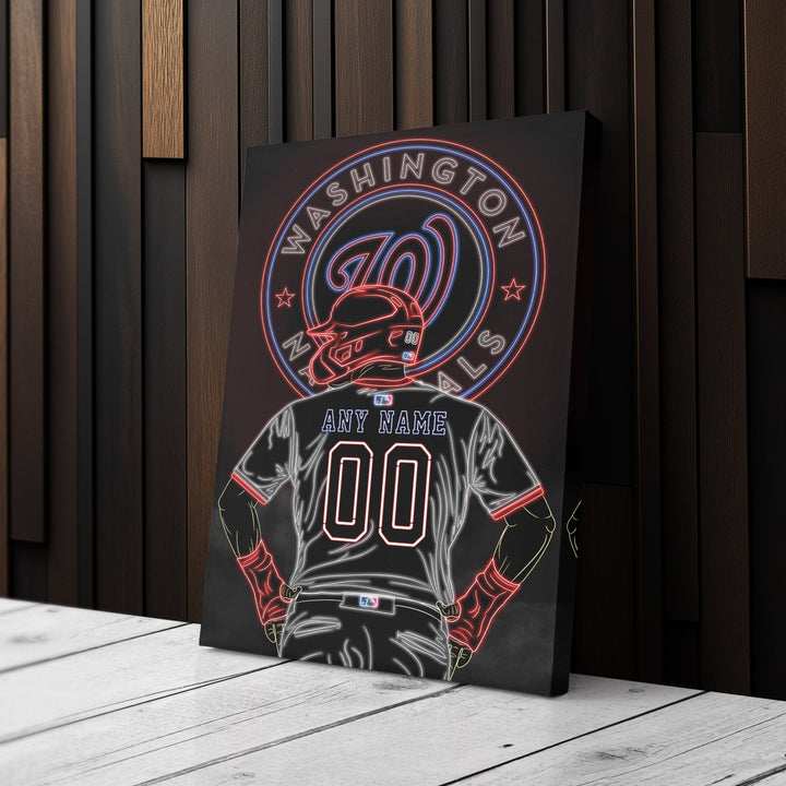 Washington Nationals Personalized Jersey Canvas | Neon Wall Art - CanvasNeon