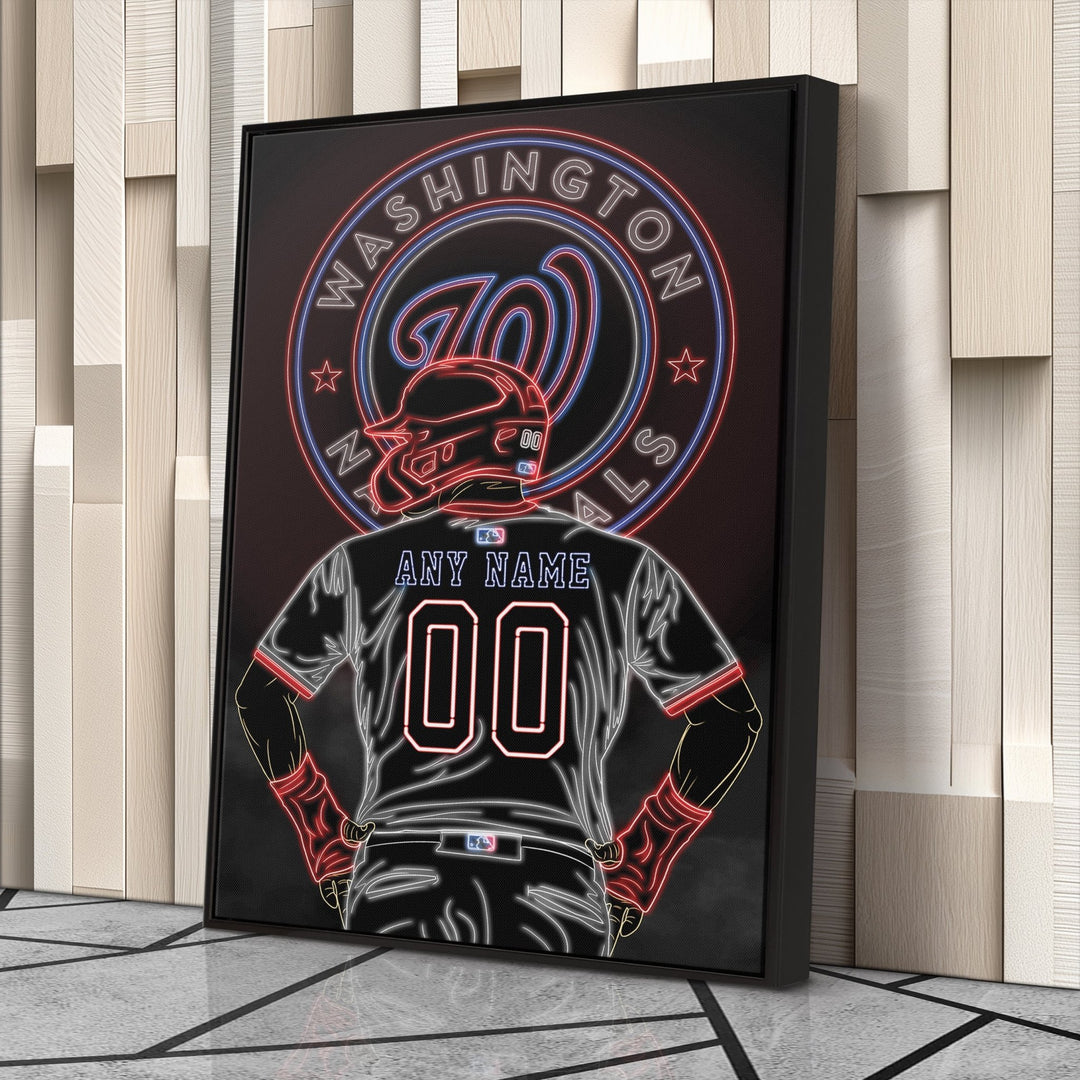 Washington Nationals Personalized Jersey Canvas | Neon Wall Art - CanvasNeon