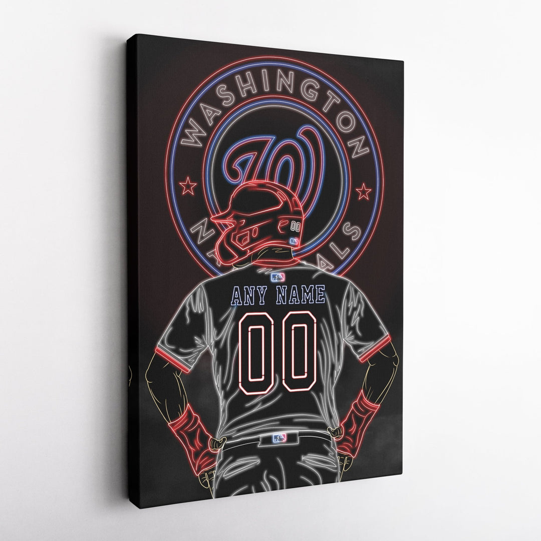 Washington Nationals Personalized Jersey Canvas | Neon Wall Art - CanvasNeon