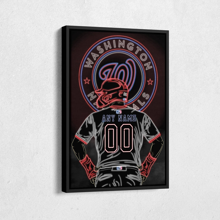 Washington Nationals Personalized Jersey Canvas | Neon Wall Art - CanvasNeon