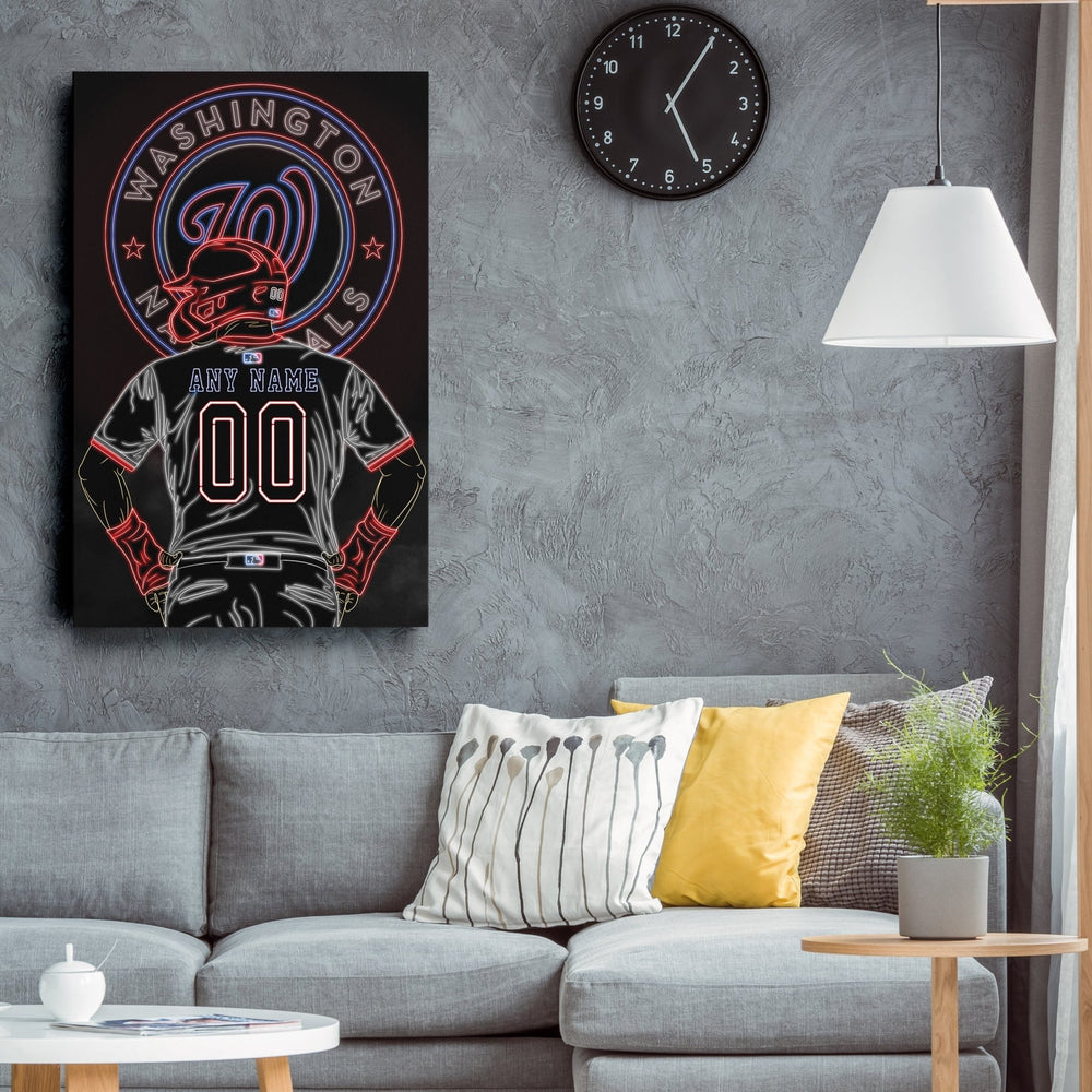 Washington Nationals Personalized Jersey Canvas | Neon Wall Art - CanvasNeon