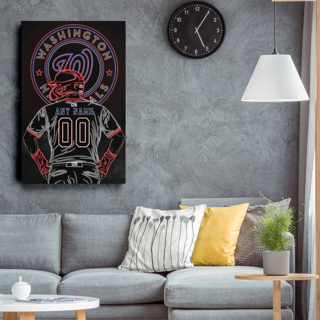 Washington Nationals Personalized Jersey Canvas | Neon Wall Art - CanvasNeon