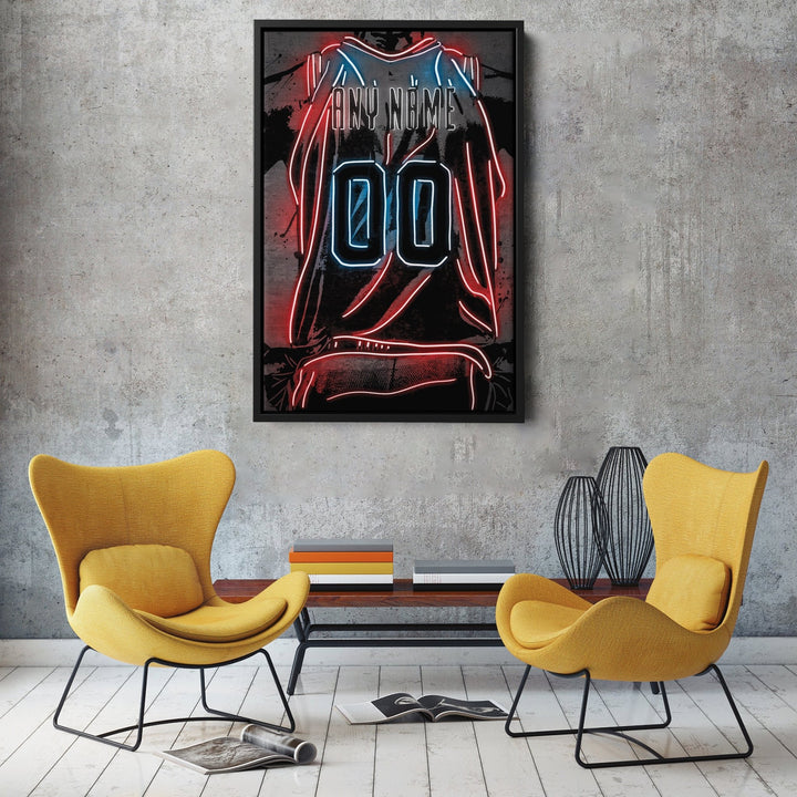 Washington Wizards Custom Jersey Canvas | Neon Wall Art - CanvasNeon