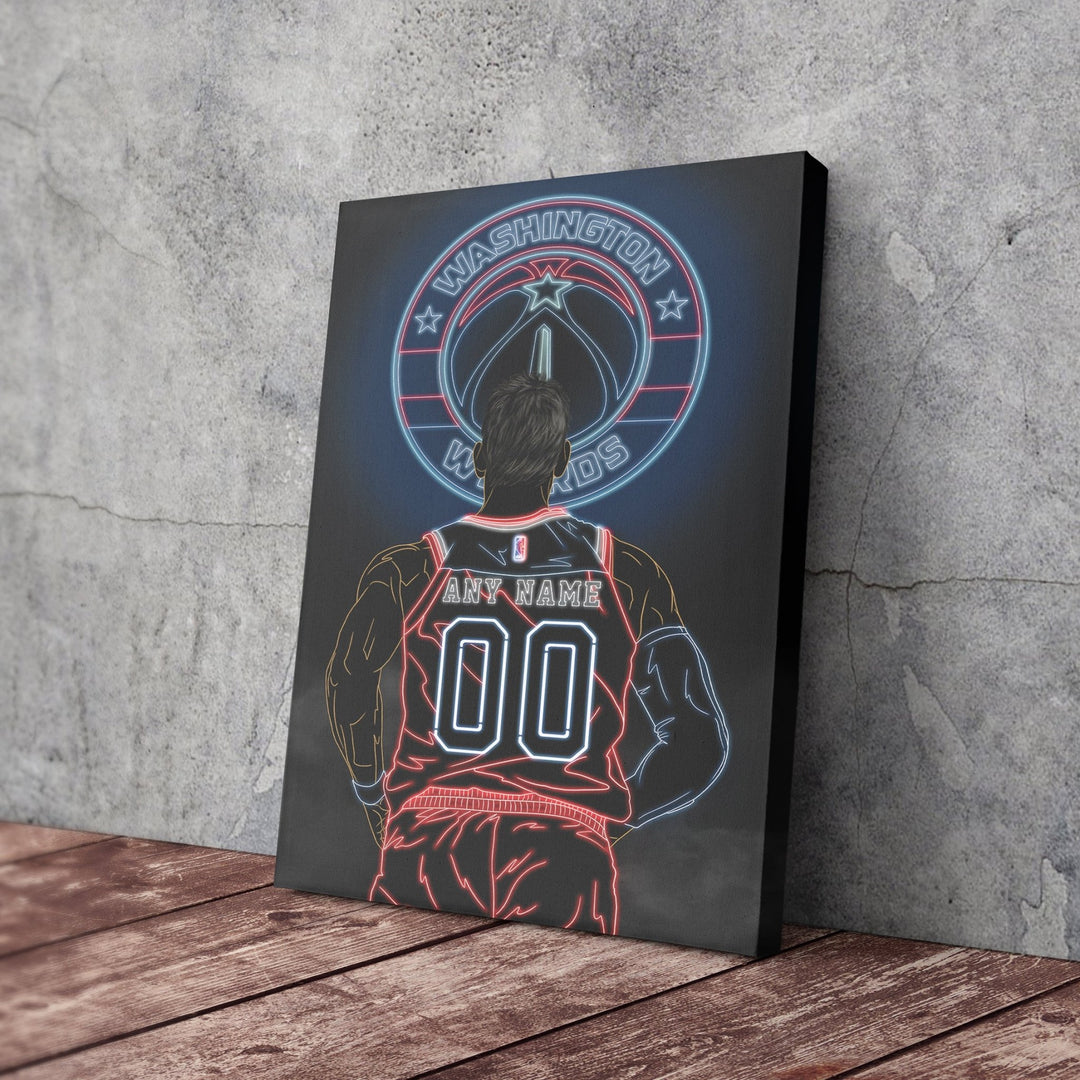 Washington Wizards Personalized Jersey Canvas | Neon Wall Art - CanvasNeon