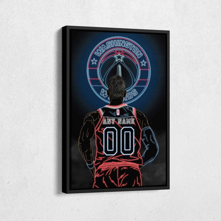 Washington Wizards Personalized Jersey Canvas | Neon Wall Art - CanvasNeon