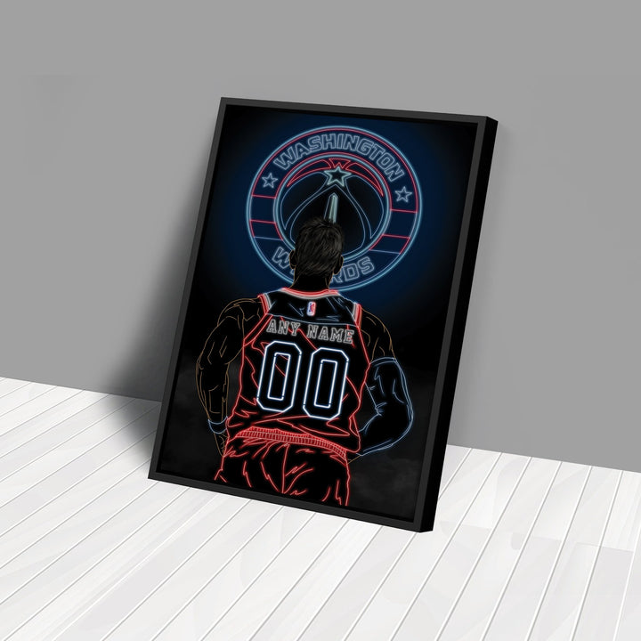 Washington Wizards Personalized Jersey Canvas | Neon Wall Art - CanvasNeon