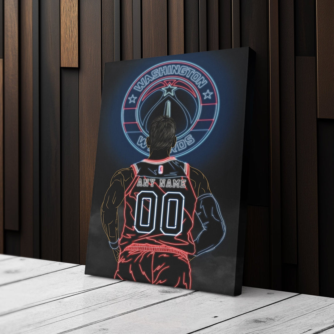 Washington Wizards Personalized Jersey Canvas | Neon Wall Art - CanvasNeon