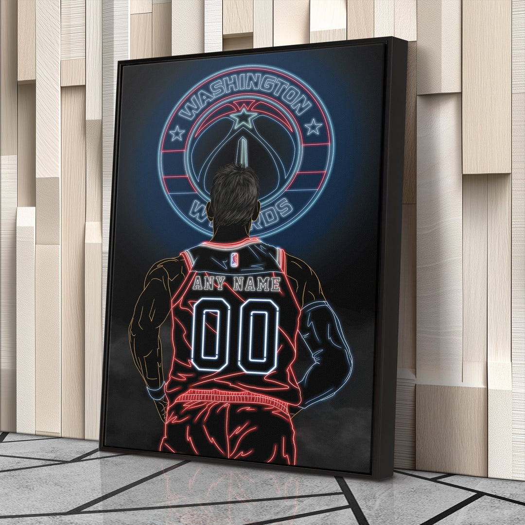 Washington Wizards Personalized Jersey Canvas | Neon Wall Art - CanvasNeon